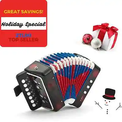 *GREAT GIFT* NEW Top Quality Black Accordion Kids Musical Toy W 7 Buttons 2 Bass • $24.99