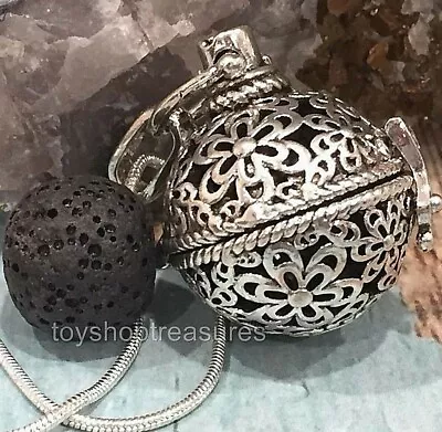 New Flower Aromatherapy Diffuser Necklace Essential Oil Lava  Leather Or Silver • $21.95