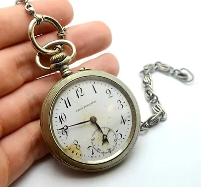 Union Horlogere Uh Branded Antique Mechanical Pocket Watch With Chain • $59.49