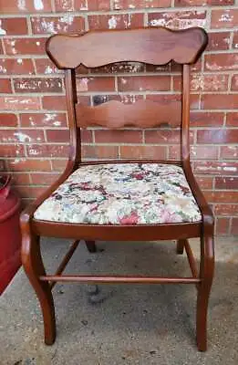 Vintage Ethan Allen Baumritter Cherry Dining Chair Silk Floral Upholstery #3 • $69.99