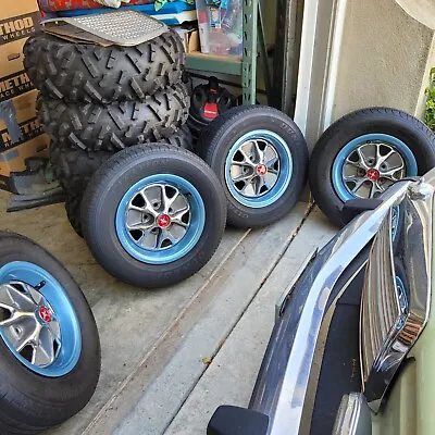 1965-1968 Ford Mustang STYLED STEEL WHEELS Kelsey Hayes Tires Caps Beauty Rings • $800