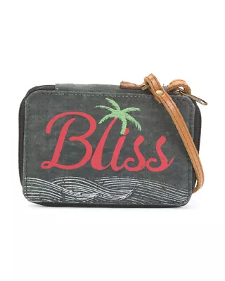 MONA B Upcycled Tropical Bliss Wallet/Wristlet Faux Leather Details NWT SO COOL! • $5.99