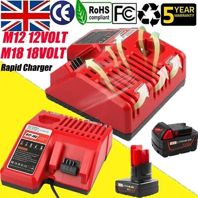 £17.49 • Buy M12-18C Rapid Charger 12Volt-18V For Milwaukee M12 M18 48-11-1860 Li-ion Battery