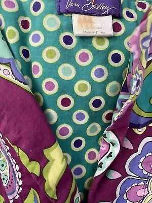 Vera Bradley PJ Sleep Shirt Button Down Paisley Purple/ Pink/ Green Size Large • $12.99