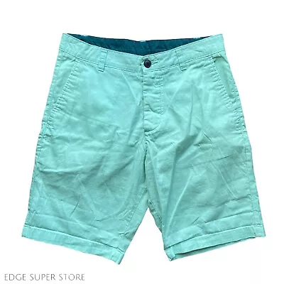 H&M Teal Blue Green 9” Inseam Chino Stretch Golf Chino Bermuda Shorts Size 28 • $17.39