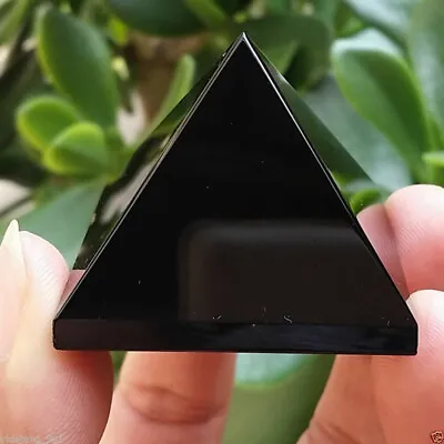 Natural Black Obsidian Quartz Stone Pyramid Chakra Healing Reiki Crystal Tower • $4.27