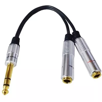 6.35mm 1/4 Inch TRS Stereo To 1/4 Inch TS-Mono Y-Splitter Breakout Cable • £9.52