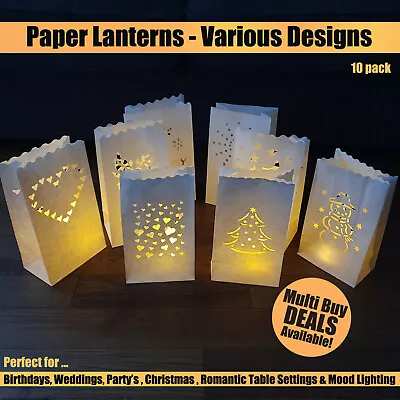 £2.99 • Buy 10 Paper Tea Mood Light Candle Lantern Bags Wedding Garden Party Heart Sun Moon