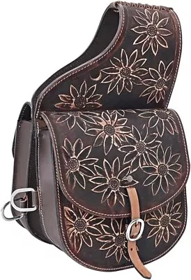 Floral Carving Saddle Bag Western Trail Horse Designer Vintage Flower Design • $122