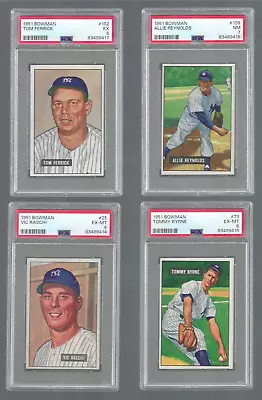 Vic Raschi #25 1951 Bowman Baseball Card Graded PSA 6 - ONE CARD ONLY • $85