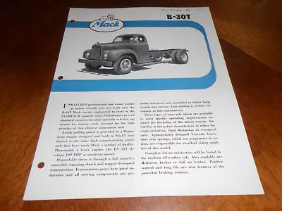 1956 1957 MACK B-30T TRUCK 4 P. BROCHURE / CATALOG Features Options Etc. • $10.99