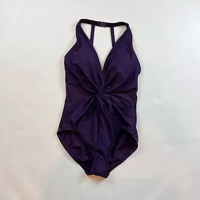 NWOT Miraclesuit Swimsuit 8 One Piece Illusionists Wrapture Purple B1290 • $74.99