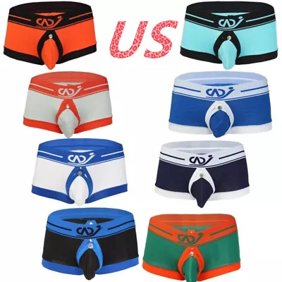 US Sexy Mens Swim Trunk Jockstrap Boxer Briefs Open Butts Pouch Underwear Shorts • $5.63