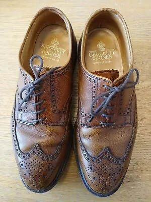 Crockett  & Jones Mens Brown All Leather Brogue Shoes Size 7 E With Dainite Sole • £199.99