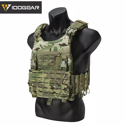 IDOGEAR Plate Carrier Tactical Vest Quick Release & Laser Cut MOLLE Paintball MC • $86.03