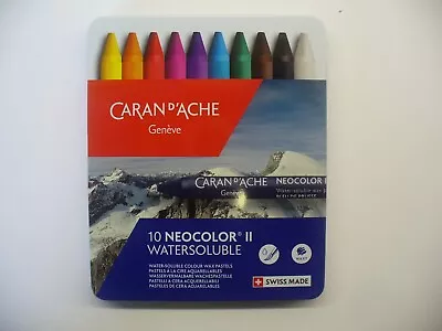 Caran D'Ache Neocolor II Soft Wax Pastels (water Soluble) Tin Of 10 • £15
