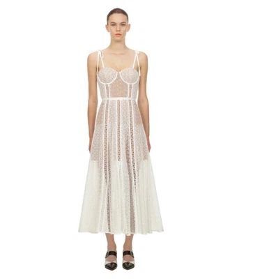 £107 • Buy Self Portrait White / Bridal Midi Corset Dress - RRP £400 - BNWT