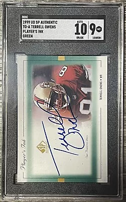 1999 UD SP Authentic #TO-A TERRELL OWENS Players Ink Green SGC 9 10 Auto NFL HOF • $125
