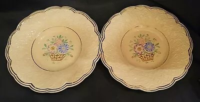 Set Of 2 Vintage Wedgwood Flower Basket Pattern Plates / Consume Bowls - England • $14.99