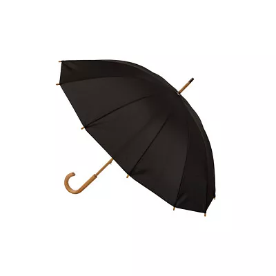 Clifton Men’s 104cm UPF50+ UV Windproof 12 Rib Walking Umbrella Wood Style Black • $37