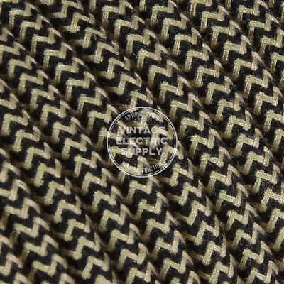 Beige & Black Cotton (UL) Cloth Covered Electrical Wire - Braided Fabric Wire • $1.36