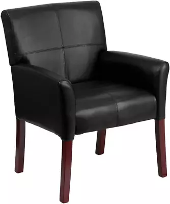 Taylor Black Leathersoft Executive Side Reception Chair With Mahogany Legs • $231.88