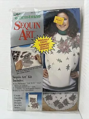 Vintage Christmas Art  Designs Sequin Art Kit Holiday Poinsettias Shirt Skirt • $8.99