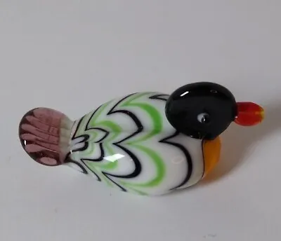 Murano Italian Art Glass Miniature Green&Black Feather Duck Figurine 1.5  X 0.5  • $18