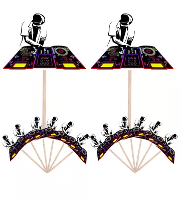 £5.99 • Buy 14 Party Food & Cup Cake Picks Sticks Decorations Toppers Music DnB DJ Mixer