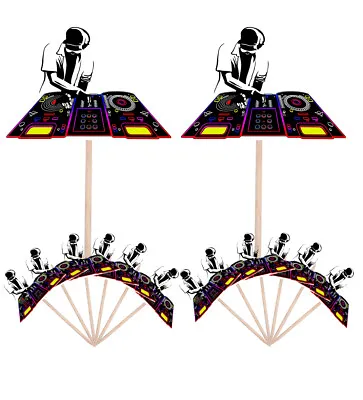 14 Party Food & Cup Cake Picks Sticks Decorations Toppers Music DnB DJ Mixer • £5.99