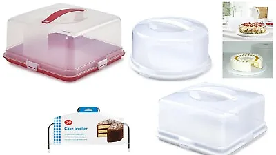 Cake Box Plastic Red & White Cake Storage Container With Lockable Lid Reusable • £3.79