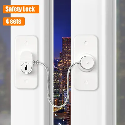 4Pcs Window Safety Lock Self Adhesive Window Restrictor Baby Safety Window❤﹆ • £9.44