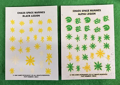 Warhammer 40k Chaos Marines Black Alpha Legion Transfer Sheet Games Workshop 90s • $11.52