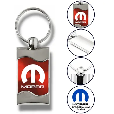 Mopar Logo Aluminum Rectangular Wave Key Chain Ring Fob Red Official Licensed • $15.95