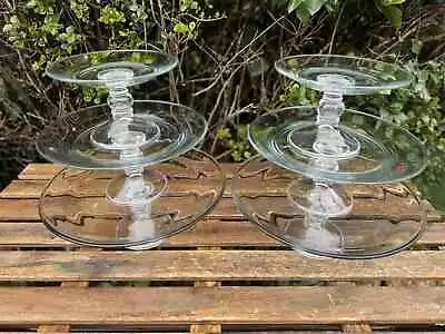 Tiered Glass Platter Set - 3 Pedestal Cake Stands - 3 Separate Glass Plates • £30