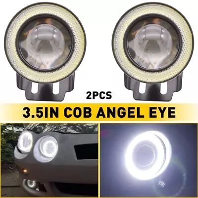 2x 3.5 Inch Round Fog LED Light Driving Spot W/ Lamp White Angel Eyes Halo Ring • $19.99