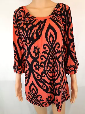 Yahada USA Orange & Black Tunic Top Sz M • $8