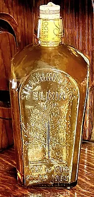 Vintage Straubmuller's Elixir Tree Of Life Amber Glass Wheaton Coffin Bottle • $10