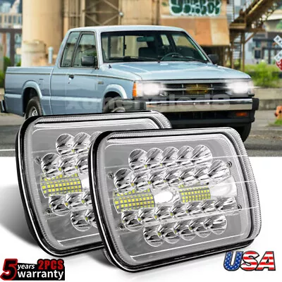 Pair 7x6  LED Headlights Hi/Lo Beam Fit Mazda B2000 B2200 B2600 1986-1993 Pickup • $34.80