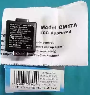 X10 CM17A-C RF FireCracker Serial/RS232 PC Interface NEW • $12.89