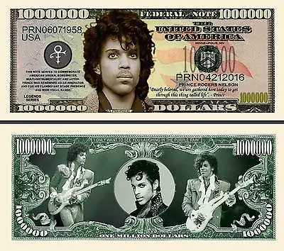 New Prince Million Dollar Bill Play Funny Money Novelty Note With FREE SLEEVE • $1.78