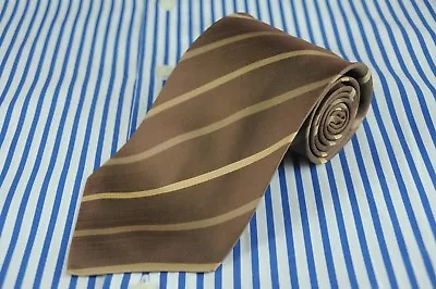 Bugatchi Uomo Men's Tie Shades Of Brown Striped Woven Silk Necktie 56 X 3.75 In. • $29.99