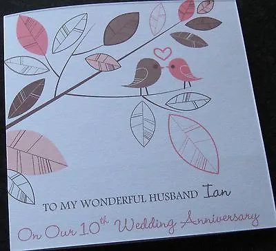 £2.75 • Buy Personalised Wedding Anniversary Card Husband Wife (AN7) Lovebird ANY YEAR