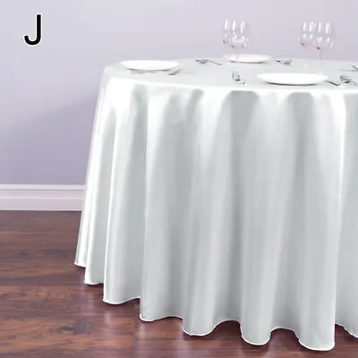 Round Table Cloth Satin Tablecloth Wedding Birthday Banquet Table Cover • $7.59