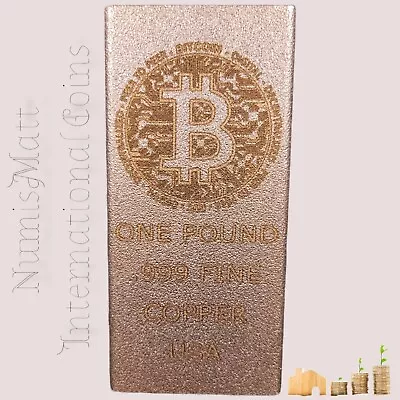 1 Pound Lb (16 Oz) Bitcoin Advanced Design Copper Bullion Bar .999 Fine Ingot • $10.50