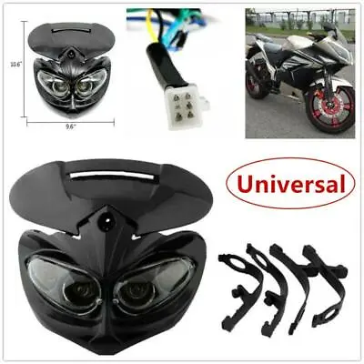$22.99 • Buy Universal Motorcycle Motocross Headlight Fairing Light Street Fighter Plastic AC