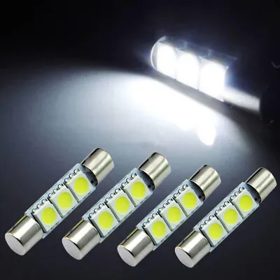 4pc White 31mm 3-SMD LED Light Bulbs For Car Sun Visor Vanity Mirror Fuse Lamps • $10.09