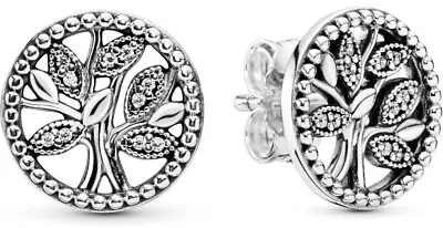 Genuine Pandora Earring Studs - Sparkling Family Tree In Box • $45