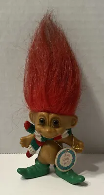 Vtg Russ Merry Little Trolls Doll Red Hair Green Boots Original Tag Written On • $8.96