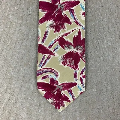 Vintage Molteni Gabriel Tie 100% Silk Tan Floral Hawaiian Classic Necktie 3.4  • $11.20